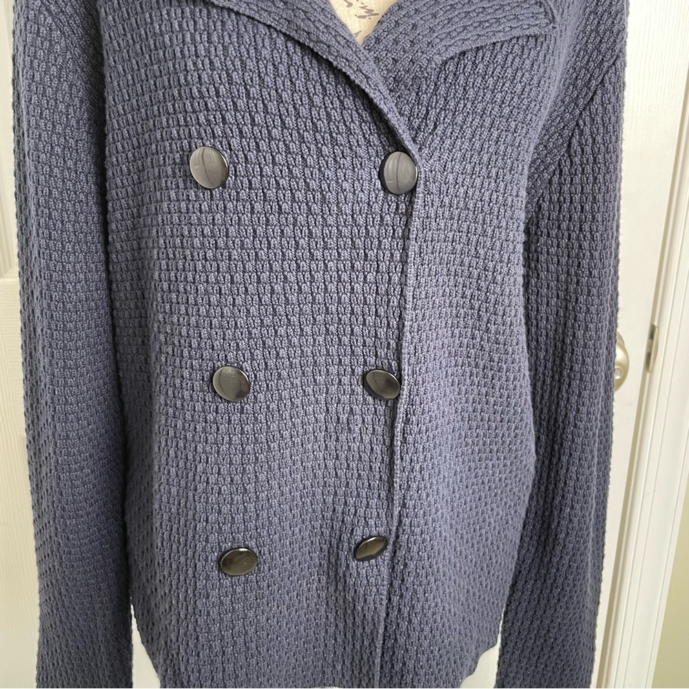 Talbots Knit Collared Double-Breasted Button Fron… - image 3